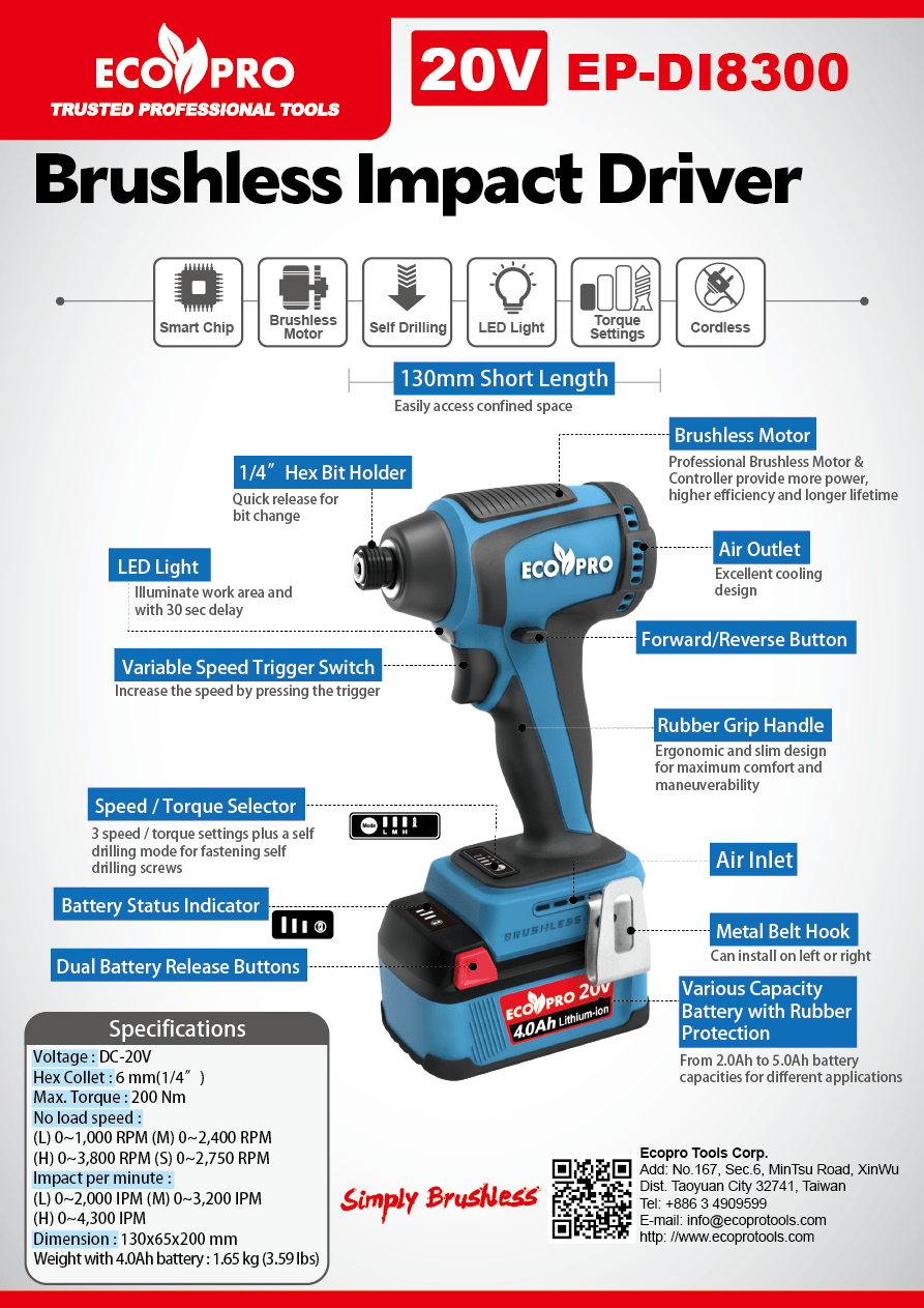 20V Brushless Impact Driver 20V Brushless Impact Driver